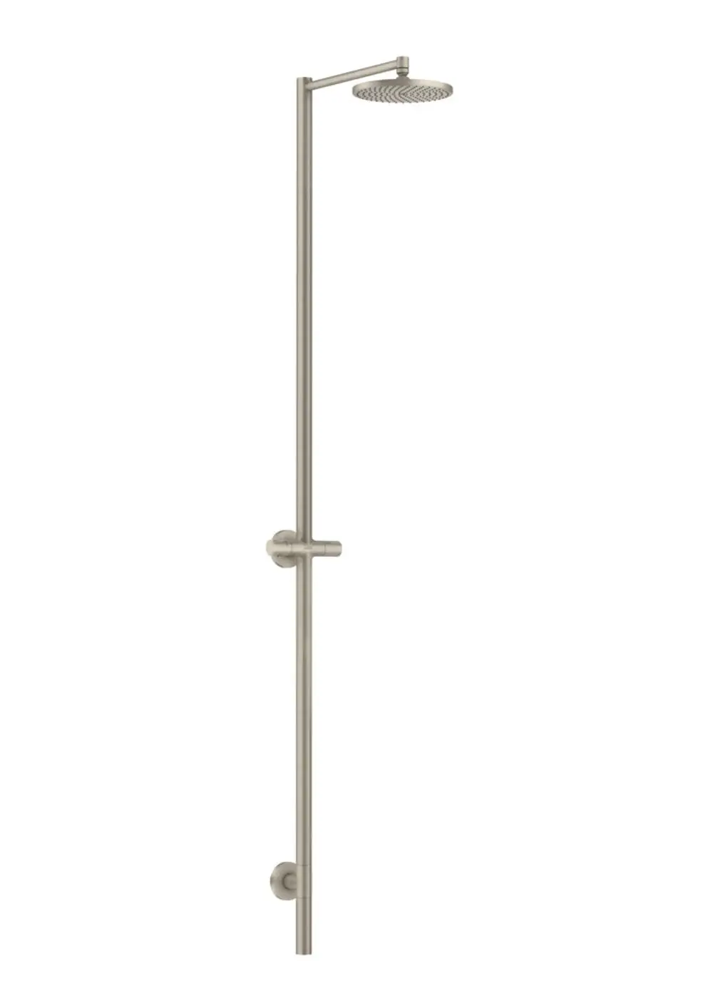 Duschsäule mit Kopfbrause in gebürstetem Nickel, bietet eine elegante Lösung für die Dusche, hergestellt von AXOR.
